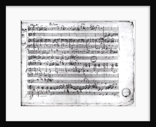 Ms.222 fol.6 Trio, in E flat major 'Kegelstatt' for piano, clarinet, violin and viola 1786 by Wolfgang Amadeus Mozart