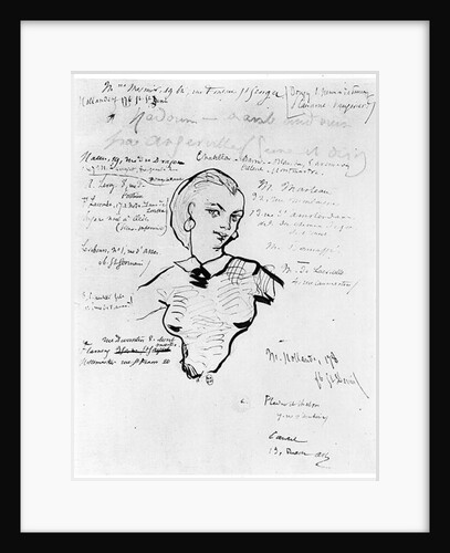 Portrait of Jeanne Duval with notes by Auguste Poulet-Malassis 1858-60 by Charles Pierre Baudelaire