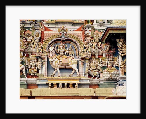 Relief depicting Shiva and Parvati riding on Nandi by Indian School