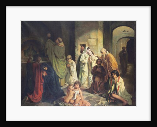 The Kiss of Peace in the Catacombs, 19th century by Charles Louis Fredy de Coubertin