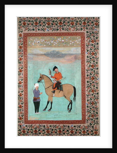 Ms E-14 Shah Abbas on a horse holding a falcon, c.1620 by Indian School
