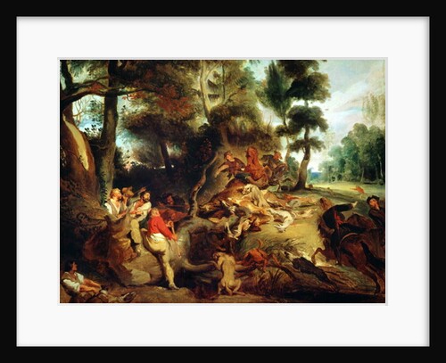 The Wild Boar Hunt, after a painting by Rubens, c.1840-50 by Ferdinand Victor Eugene Delacroix