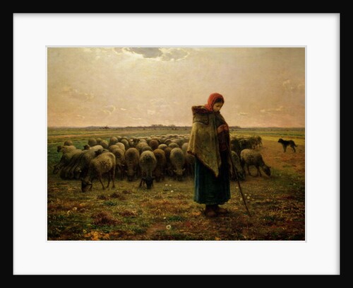 Shepherdess with her Flock, 1863 by Jean-Francois Millet