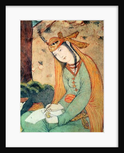 Woman Writing in the Court of Shah Abbas I 1585-1627 by School Persian