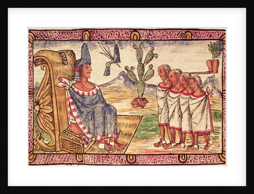 Fol.156v Montezuma II and his envoys to the Spanish conquerors, 1579 by Diego Duran