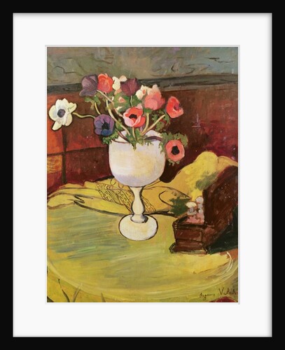 Vase of Flowers, Anemones in a White Glass by Marie Clementine Valadon