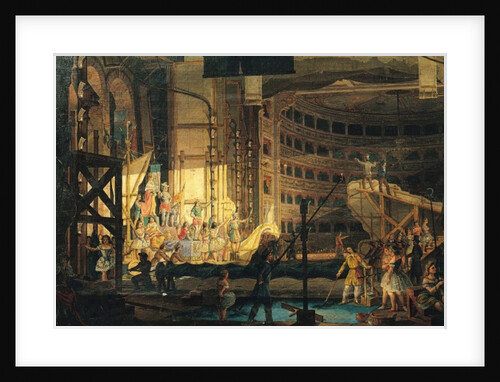 Preparing Scenery in a Theatre by Italian School