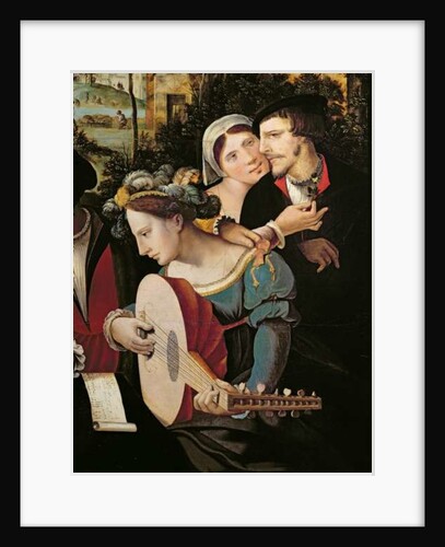 A couple and a lute player. Detail of the prodigal child in courtesans. by Flemish School