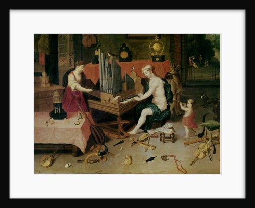 Allegory of Hearing, detail of an organist by Jan van & Balen Hendrik van Kessel