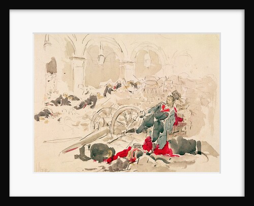 Barricade on the Rue de Rivoli during the Paris Commune, 1871 by Daniel Urrabieta Vierge