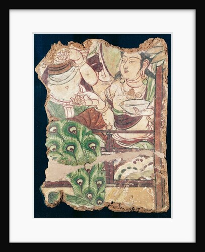 Fragment depicting a Buddhist paradise, from Duldur-Aqur, Xinjiang, c.700 AD by Chinese School