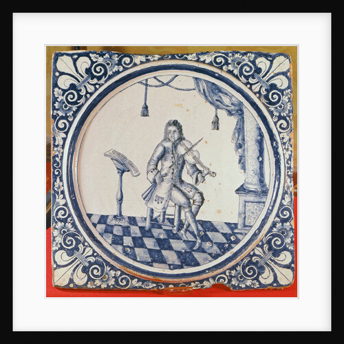 Tile depicting a violinist by French School