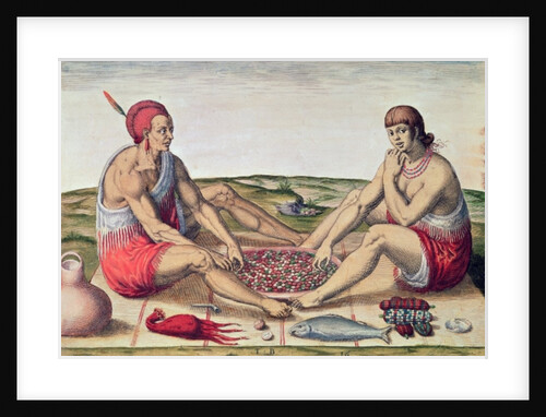 Indians eating a meal, page 77 from 'Admiranda Narratio...' by John White