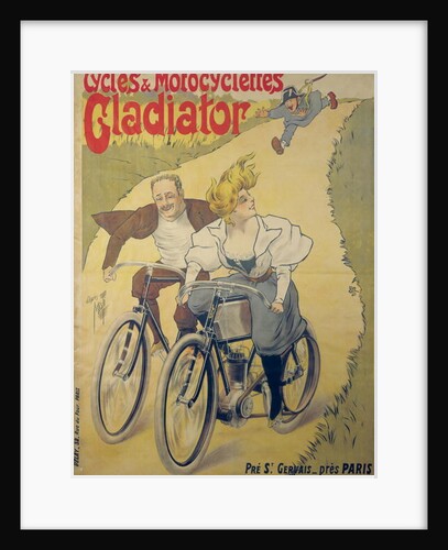 Poster advertising Gladiator bicycles and motorcycles by Ferdinand Misti-Mifliez