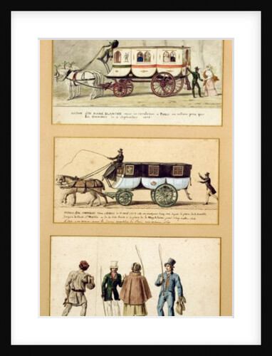 A Dame Blanche Carriage, an Omnibus and Drivers, 1815-30 by Pierre Antoine Lesueur