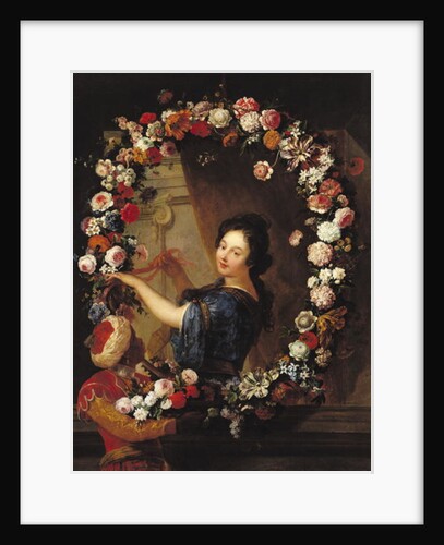 Portrait of a Woman Surrounded by Flowers, presumed to be Julie d'Angennes by J-B. & Coypel A. (1661-1722) Belin de Fontenay