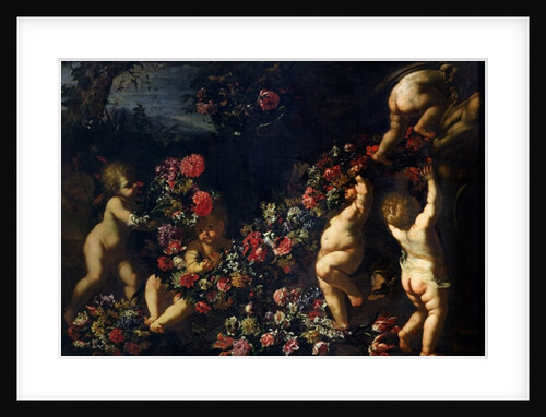 Putti Playing with Garlands of Flowers by Carlo Maratta or Maratti