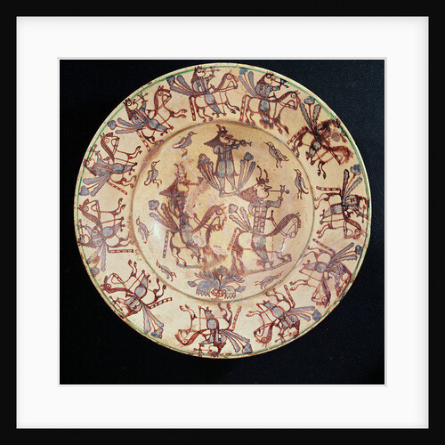 Dish with horsemen smoking pipes, Giroussens Workshop by French School