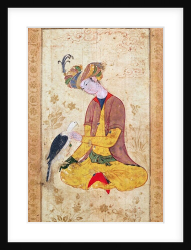 A Hunter Stroking his Falcon by Persian School