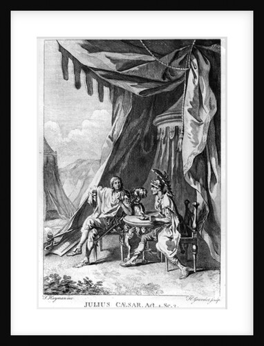 Brutus and Cassius in Brutus's Tent, Act IV Scene iii from 'Julius Caesar' by William Shakespeare engraved by Hubert Gravelot by Francis (after) Hayman