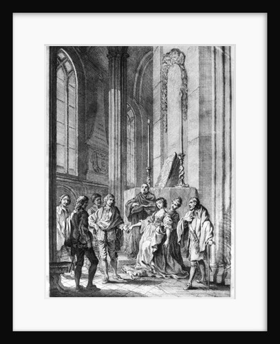Claudio accusing Hero of faithlessness, Act IV Scene i from 'Much Ado About Nothing' by William Shakespeare engraved by Hubert Gravelot by Francis Hayman