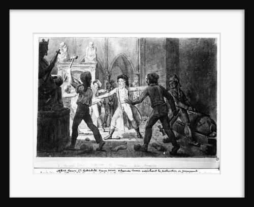 Alexandre Lenoir opposing the destruction of the royal tombs of the French monarchy in the Church of Saint-Denis, 1793 by French School