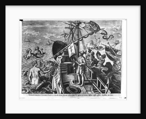 Christopher Columbus on board his caravel, discovering America by Jan van der Straet
