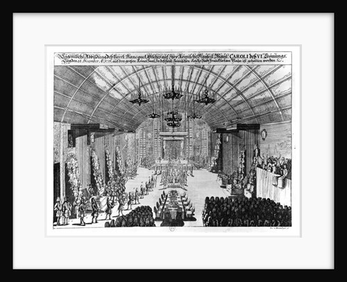 Banquet in the Romer Hall at Frankfurt-am-Main, in honour of the coronation of Charles VI on 22nd December 1711 by German School