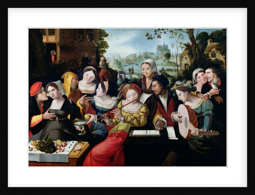 The prodigal child among courtesans - Allegory of the five senses by Flemish School