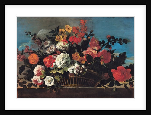 Wicker Basket of Flowers by Jean-Baptiste Belin de Fontenay