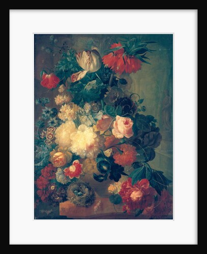 Flowers in a Vase with a Bird's Nest by Jan van Os