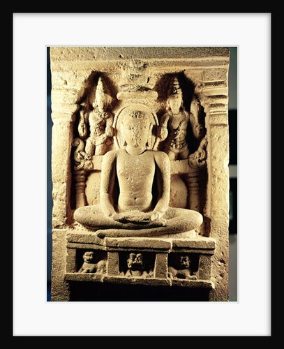 Relief depicting Tirthankara Mahavira in meditation by Indian School
