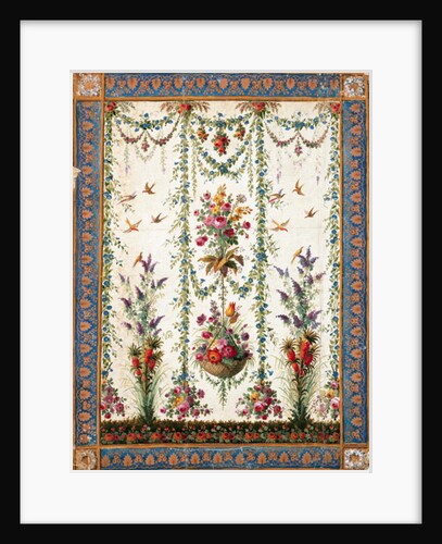 Flowers and a hanging basket by French School