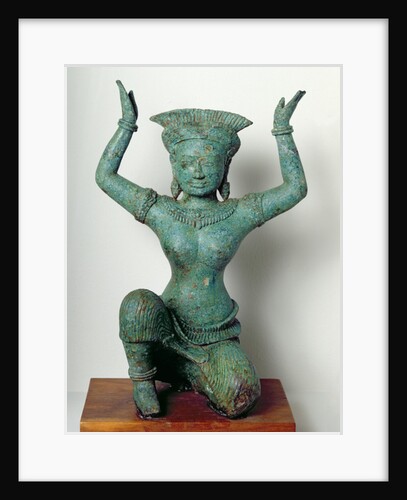 Kneeling feminine figure used to support a mirror by Cambodian