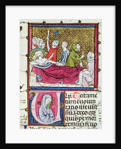 Ms 3076 fol.56r Dying Man Surrounded by Doctors and Family, Dictating his Will by French School