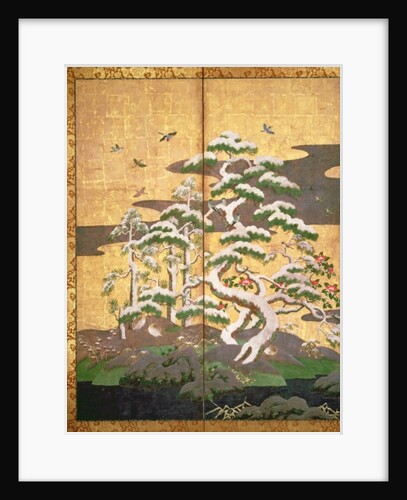 Birds with Autumn and Winter flowers by Japanese School