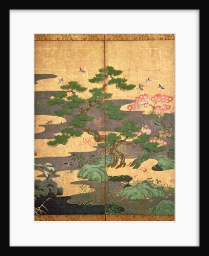 Birds with Autumn and Winter flowers by Japanese School