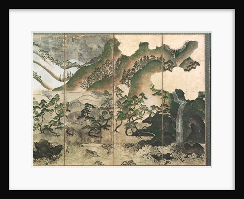 Moonlight Winter Landscape, part of a six panel folding screen by School Japanese