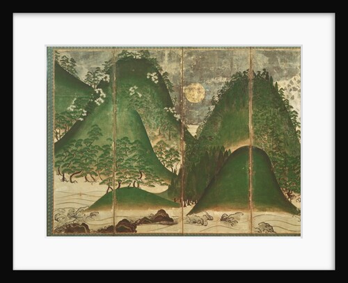 Spring Landscape with Sun, part of a six panel folding screen by School Japanese