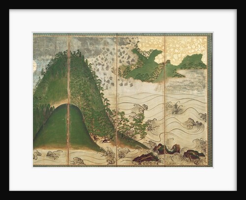 Spring Landscape with Sun, part of a six panel folding screen by School Japanese