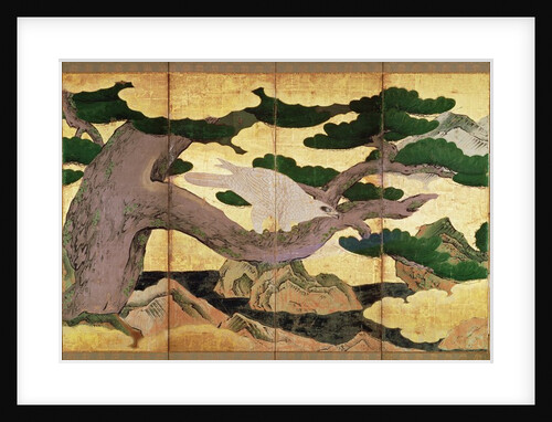 The Hawks in the Pines, 6 panel folding screen by Eitoku Kano