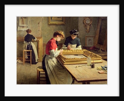 Interior of a Frame Gilding Workshop by Louis Emile Adan