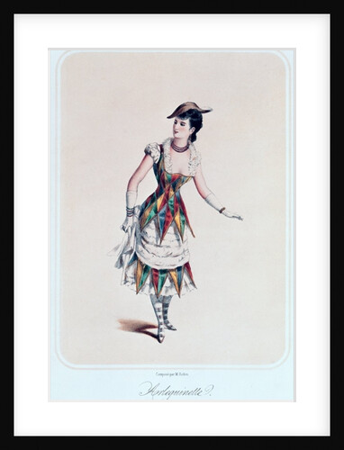 Costume design for a female harlequin by French School
