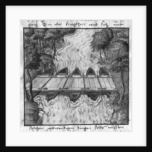 Bridge of boats by German School