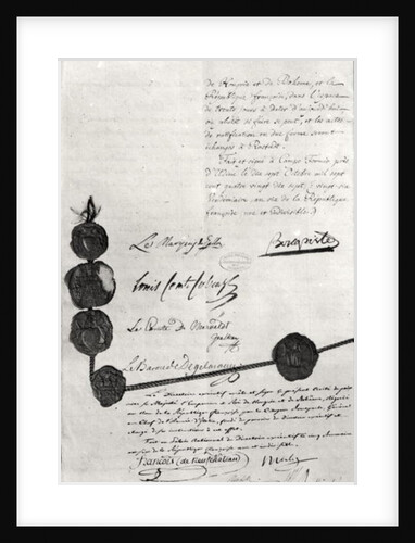 The Treaty of Campo Formio, signed by Napoleon Bonaparte 17th October 1797 by French School