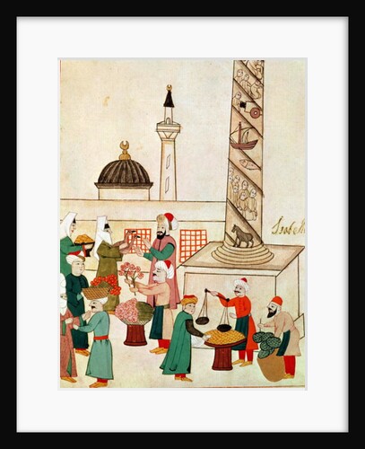 Ms 1671 A Bazaar in Istanbul, c.1580 by Islamic School