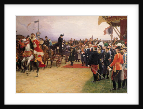 President Emile Loubet Welcoming Tsar Nicolas II and Tsarina Alexandra to the Camp at Betheny, 21st September 1901, r.1905 by Albert Pierre Dawant