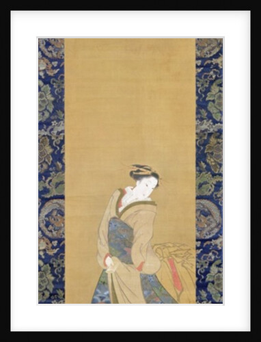 An Elegant Woman in a Blue Obi by Hotei Gosei