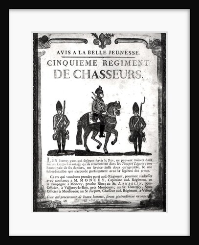 Recruitment poster for the Fifth Regiment by French School