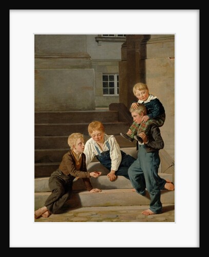 Young Boys Playing Dice in Front of Christiansborg Castle, Copenhagen, 1834 by Carl-Christian-Constantin Hansen